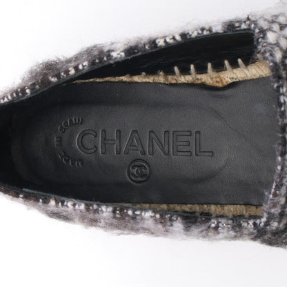 CHANEL Coco Mark Fabric Espadrille Slip-ons Size 36