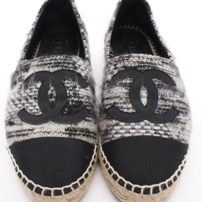 CHANEL Coco Mark Fabric Espadrille Slip-ons Size 36