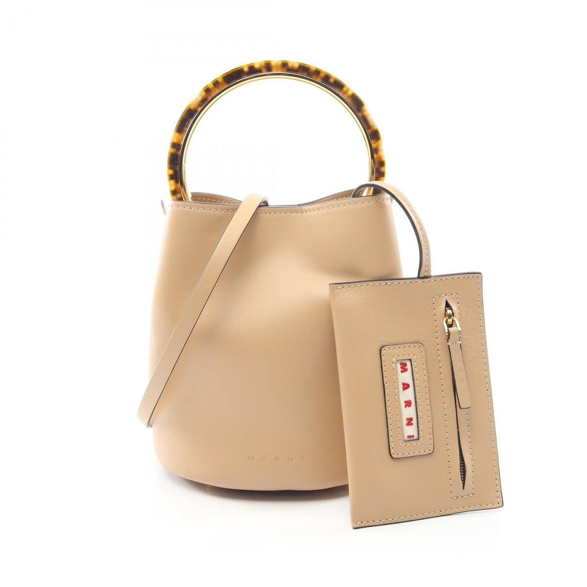 MARNI Panier 2-Way Leather Bag Beige