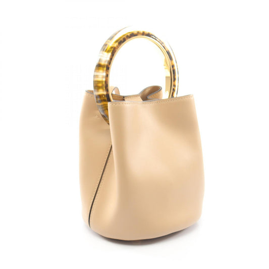 MARNI Panier 2-Way Leather Bag Beige