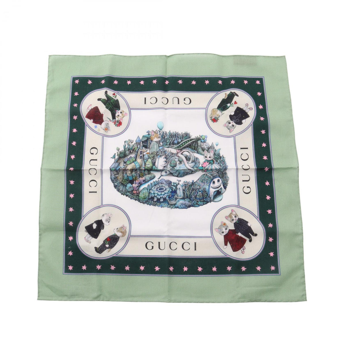 GUCCI Higuchi Yuko Cotton Scarf Multicolor