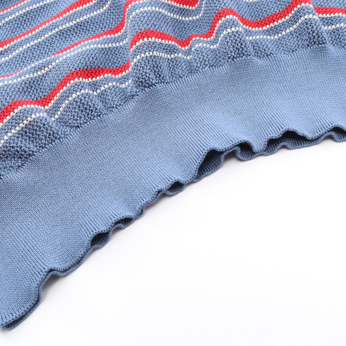 PRADA Striped Silk Short Sleeve Polo Blue Size 46
