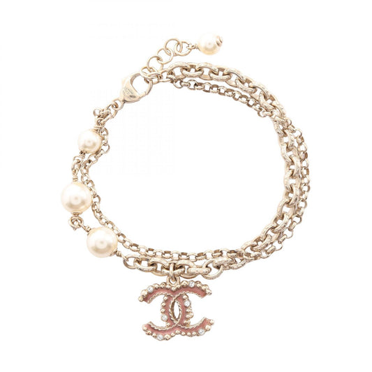 CHANEL Coco Mark Gold Pearl Bracelet