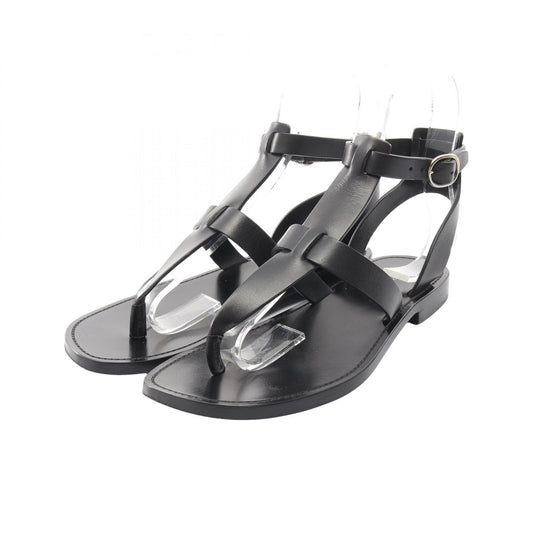 CELINE Ankle Strap Leather Sandals Black Size 37