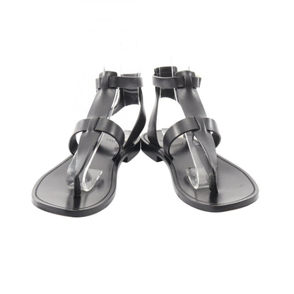 CELINE Ankle Strap Leather Sandals Black Size 37
