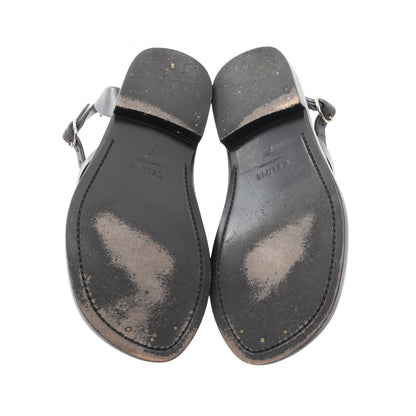 CELINE Ankle Strap Leather Sandals Black Size 37