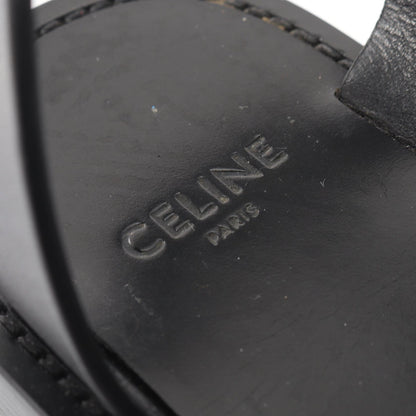 CELINE Ankle Strap Leather Sandals Black Size 37