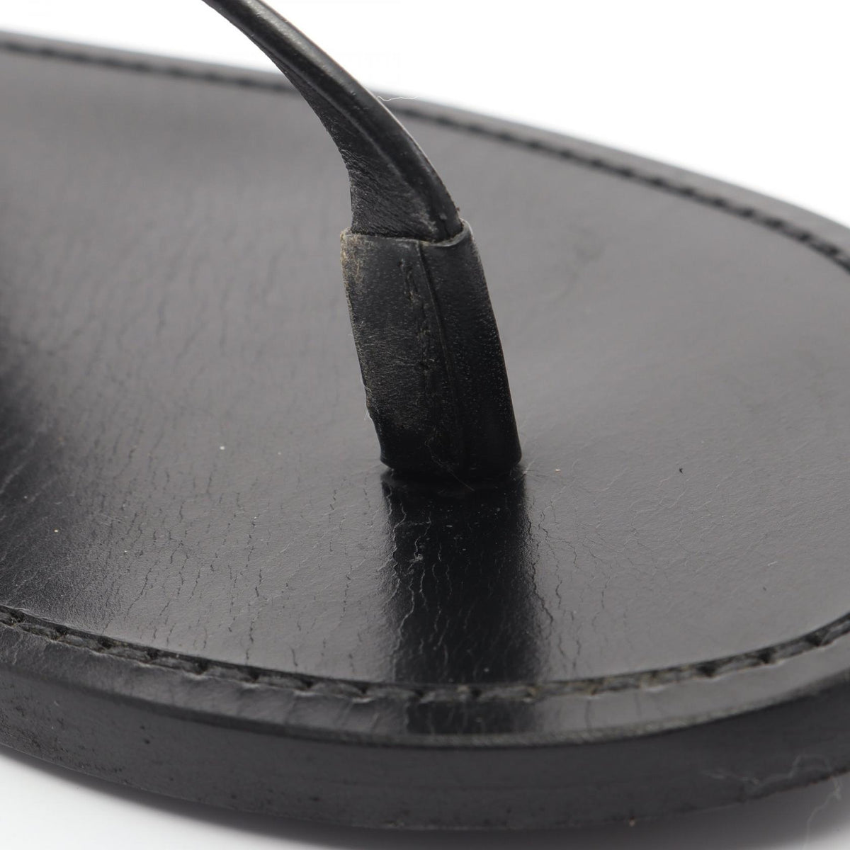 CELINE Ankle Strap Leather Sandals Black Size 37