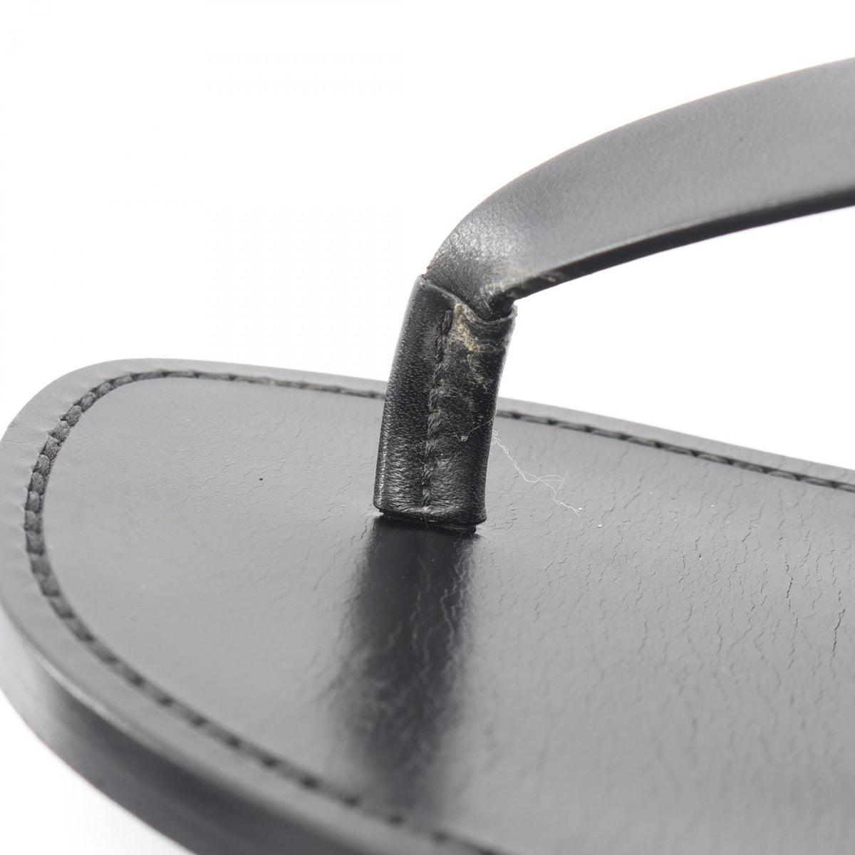 CELINE Ankle Strap Leather Sandals Black Size 37