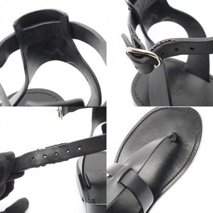 CELINE Ankle Strap Leather Sandals Black Size 37