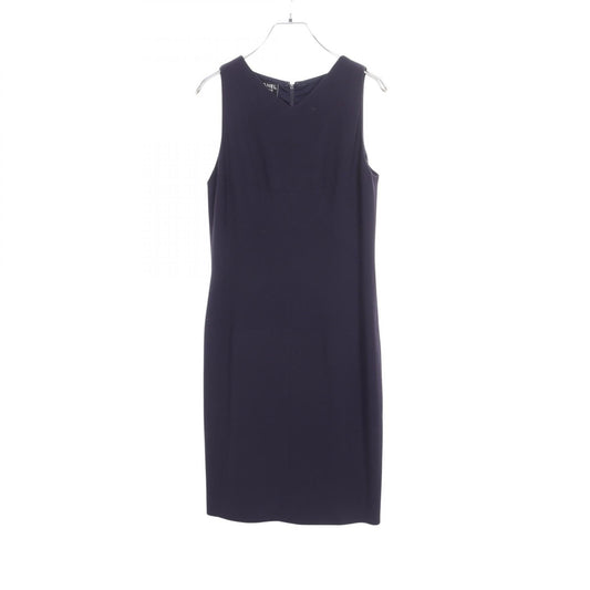CHANEL Coco Mark Button Navy Wool Sleeveless Dress Size 40