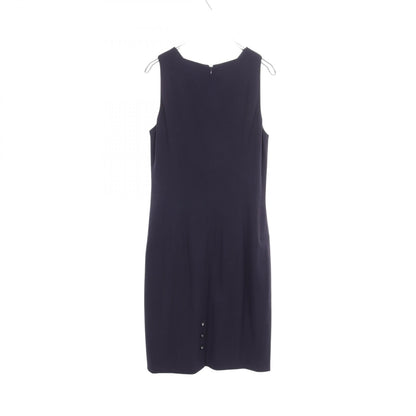 CHANEL Coco Mark Button Navy Wool Sleeveless Dress Size 40