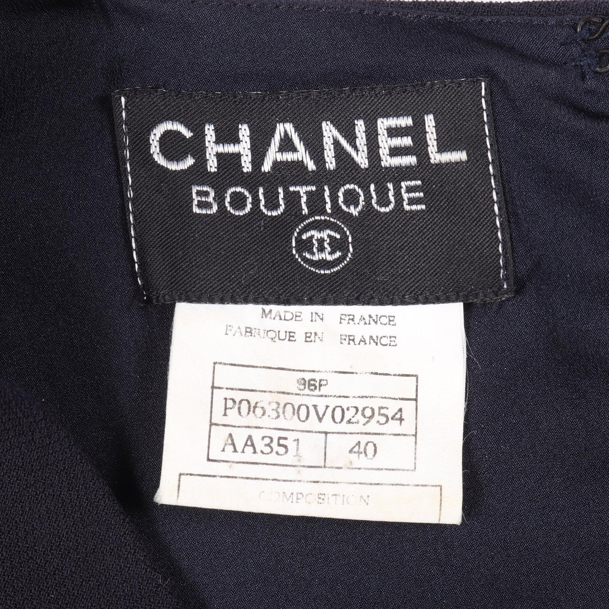 CHANEL Coco Mark Button Navy Wool Sleeveless Dress Size 40