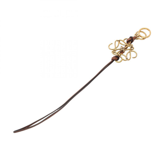 LOEWE Anagram Leather Keyring Brown Gold Wallet