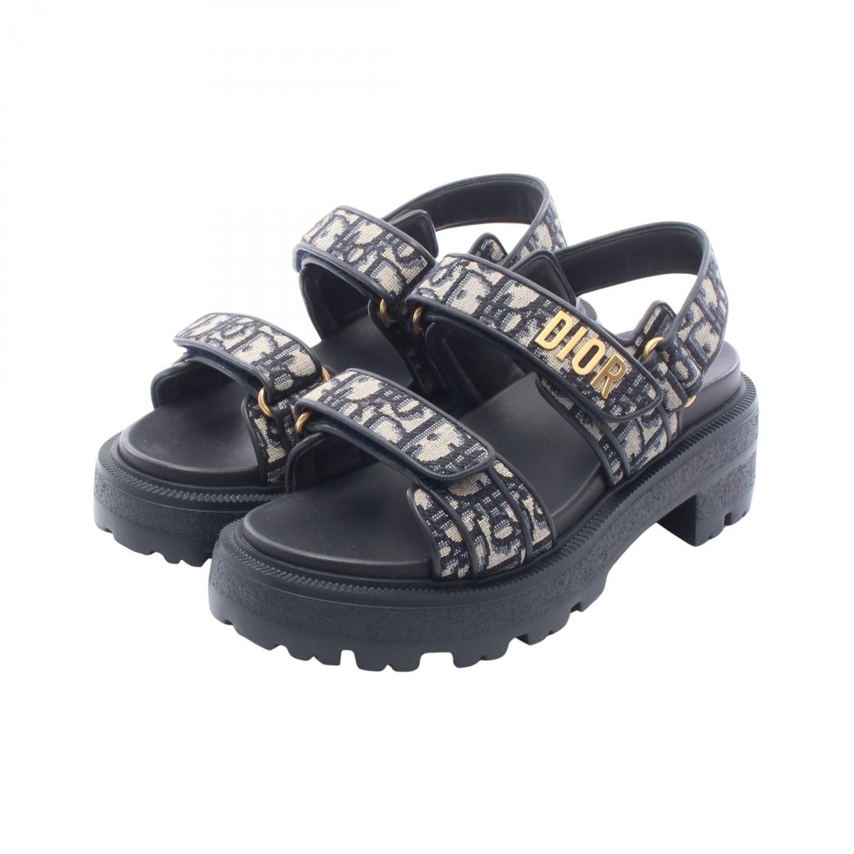Christian Dior Dioract Oblique Canvas Sandals Navy Size 35