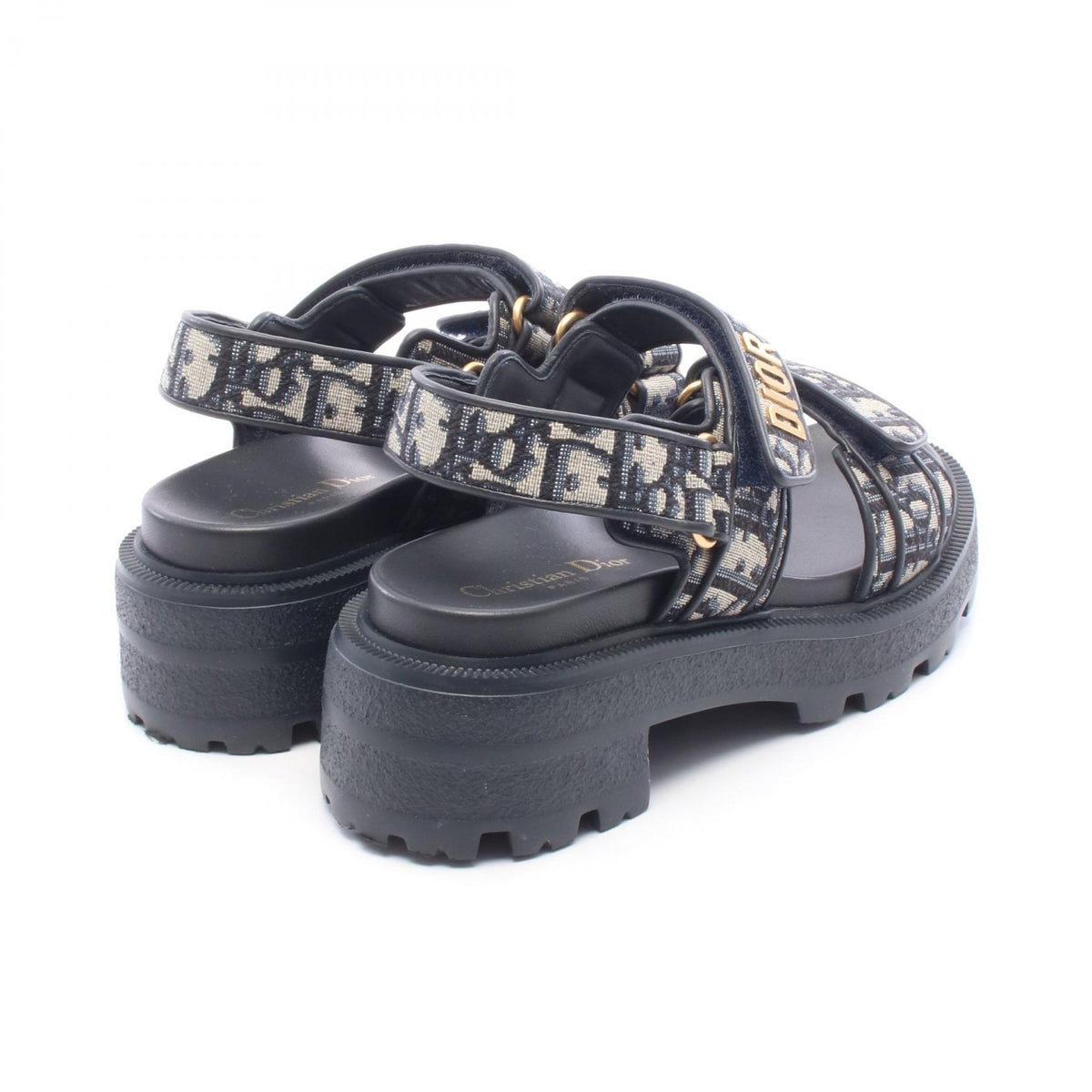 Christian Dior Dioract Oblique Canvas Sandals Navy Size 35