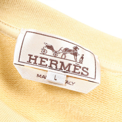 HERMES Round Neck Clou de Selle Cotton T-Shirt Yellow Size L