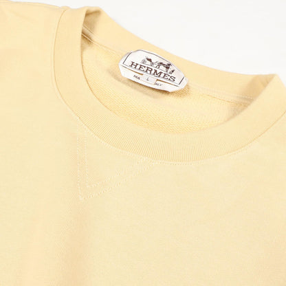 HERMES Round Neck Clou de Selle Cotton T-Shirt Yellow Size L