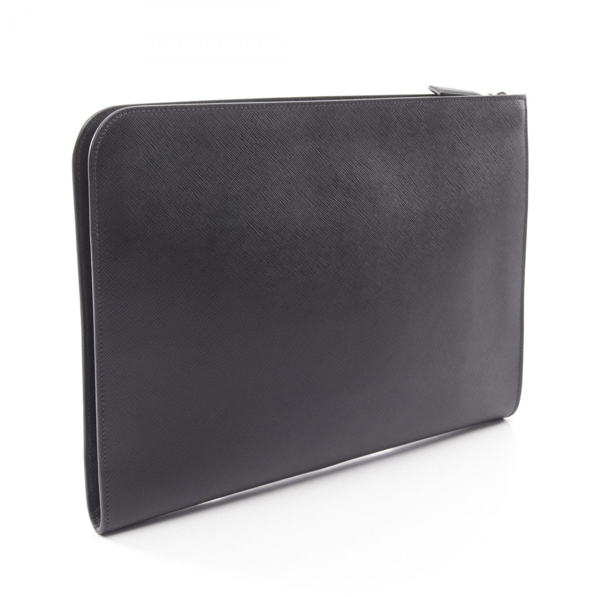 PRADA Saffiano Travel Leather Clutch Bag Black