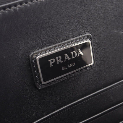 PRADA Saffiano Travel Leather Clutch Bag Black