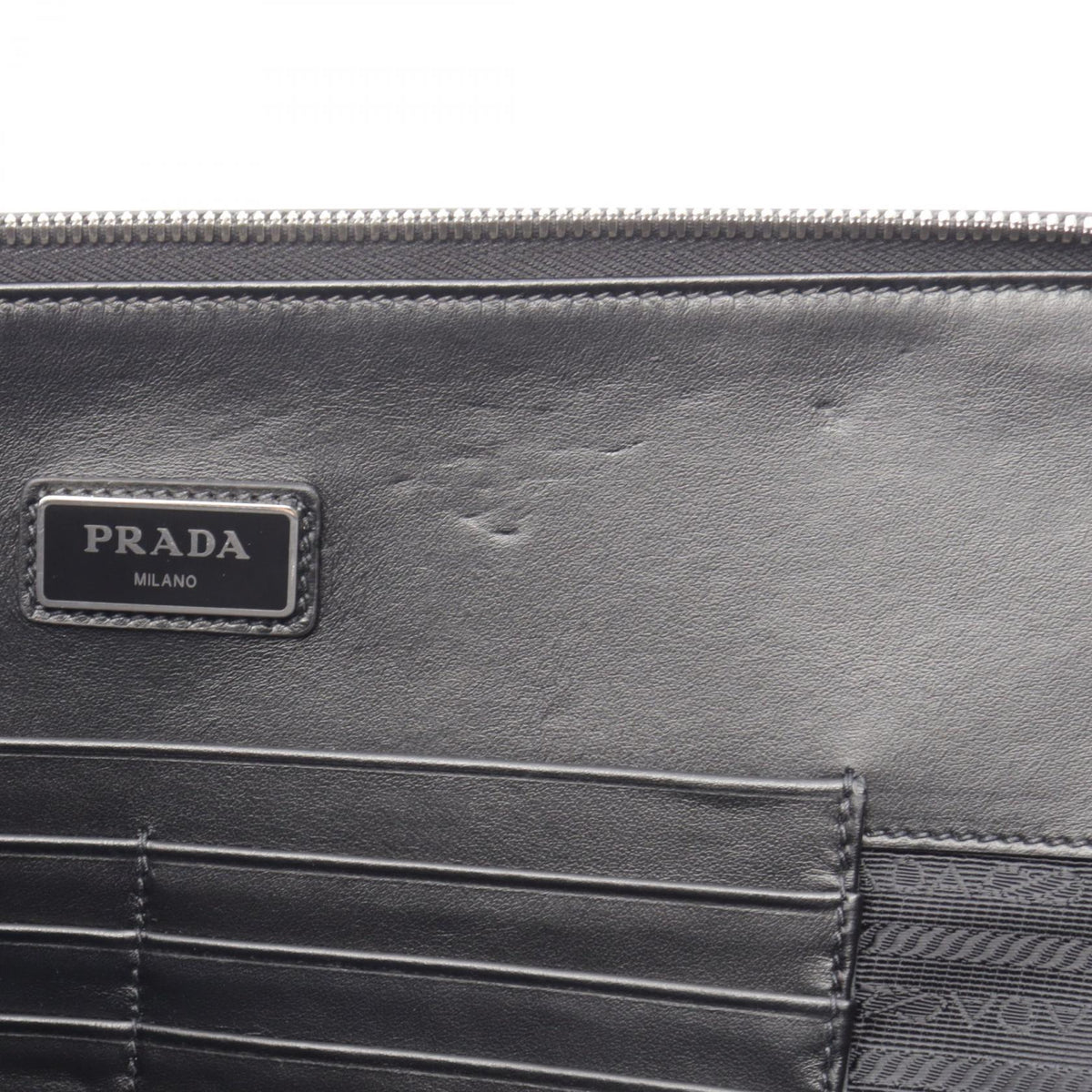 PRADA Saffiano Travel Leather Clutch Bag Black