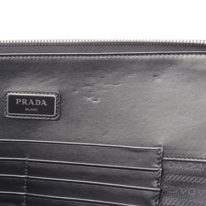 PRADA Saffiano Travel Leather Clutch Bag Black