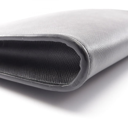 PRADA Saffiano Travel Leather Clutch Bag Black