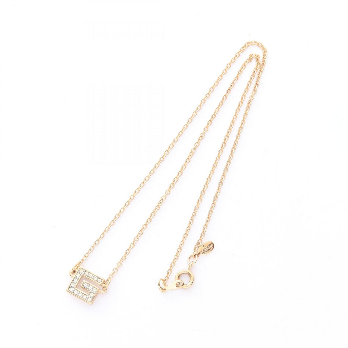 GIVENCHY Square G Logo Rhinestone Necklace