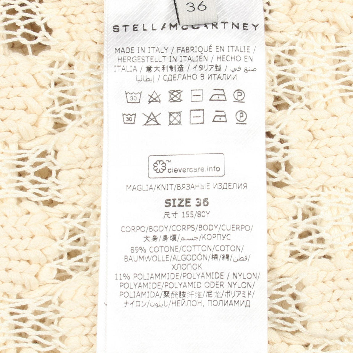 Stella McCartney Low Gauge Cotton Knit Sweater Ivory Size 36