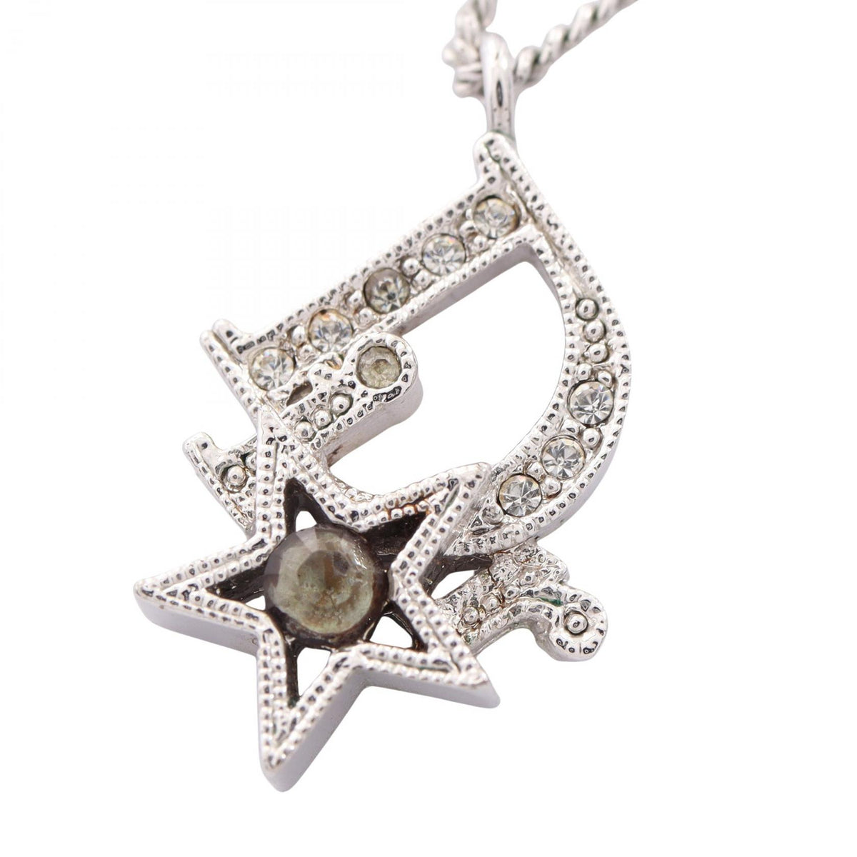 Dior Logo Star Metal Rhinestone Necklace