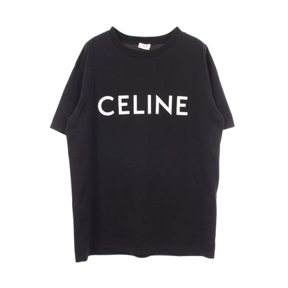 CELINE Loose Logo Print Cotton T-Shirt Black Size XS