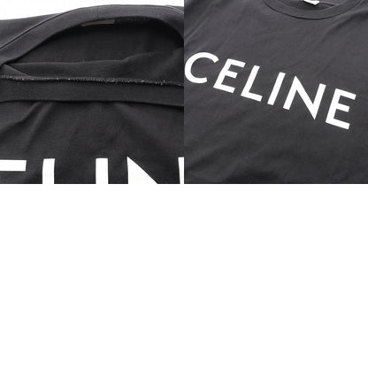 CELINE Loose Logo Print Cotton T-Shirt Black Size XS