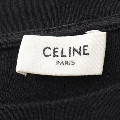 CELINE Loose Logo Print Cotton T-Shirt Black Size XS