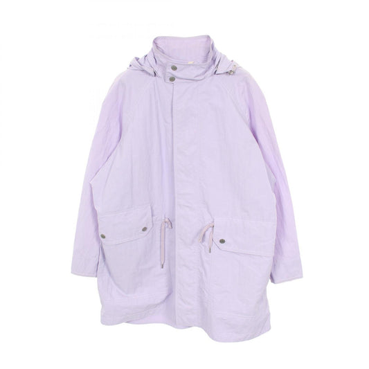HERMES Hooded Drawstring Nylon Coat Purple Size 50