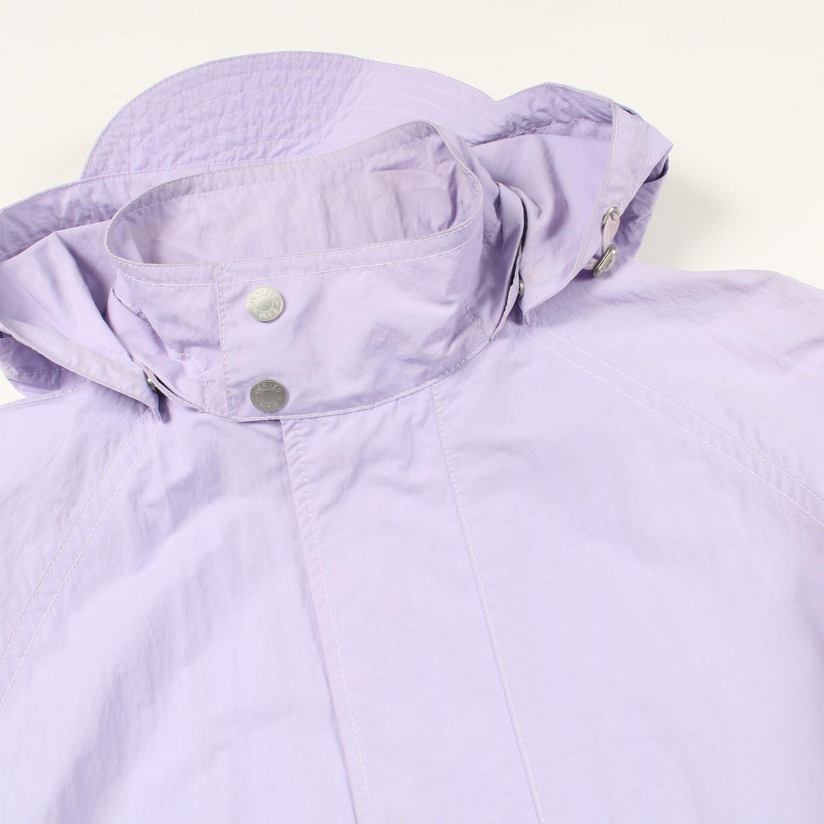 HERMES Hooded Drawstring Nylon Coat Purple Size 50