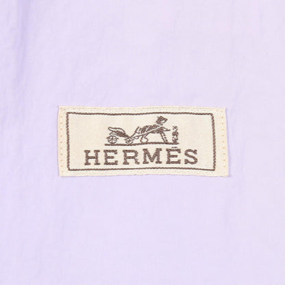 HERMES Hooded Drawstring Nylon Coat Purple Size 50