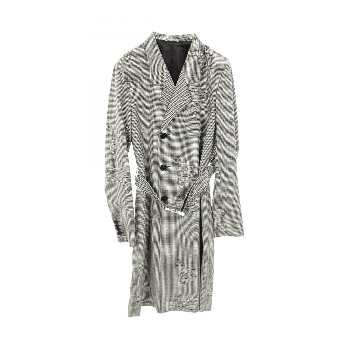 Dior Houndstooth Wool Coat Black Size 44