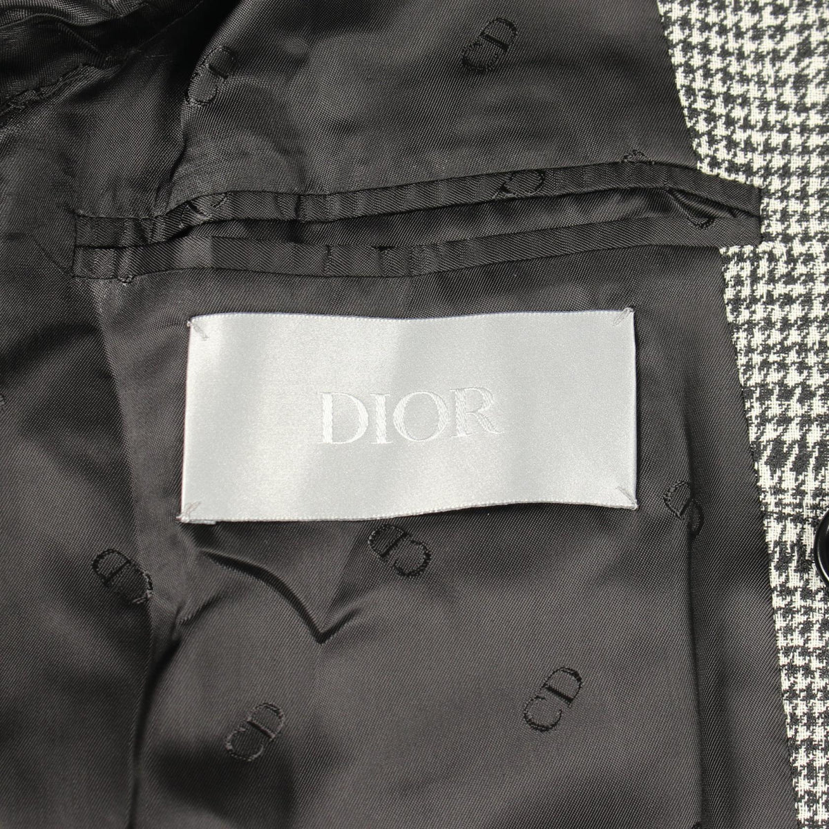 Dior Houndstooth Wool Coat Black Size 44
