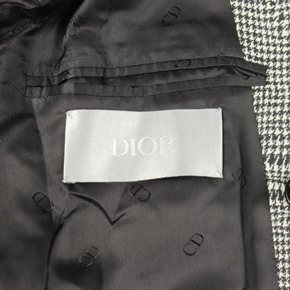 Dior Houndstooth Wool Coat Black Size 44