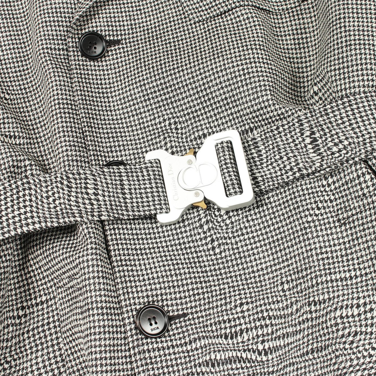 Dior Houndstooth Wool Coat Black Size 44