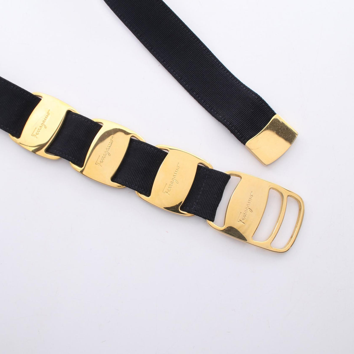 Salvatore Ferragamo Vara Grosgrain Belt Navy Size M