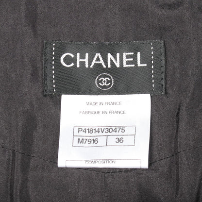 CHANEL Black Wool Coco Mark Check Skirt Size 36