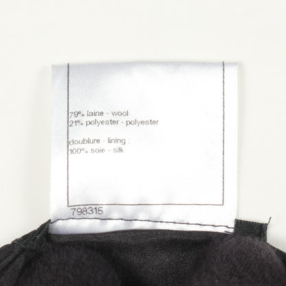 CHANEL Black Wool Coco Mark Check Skirt Size 36