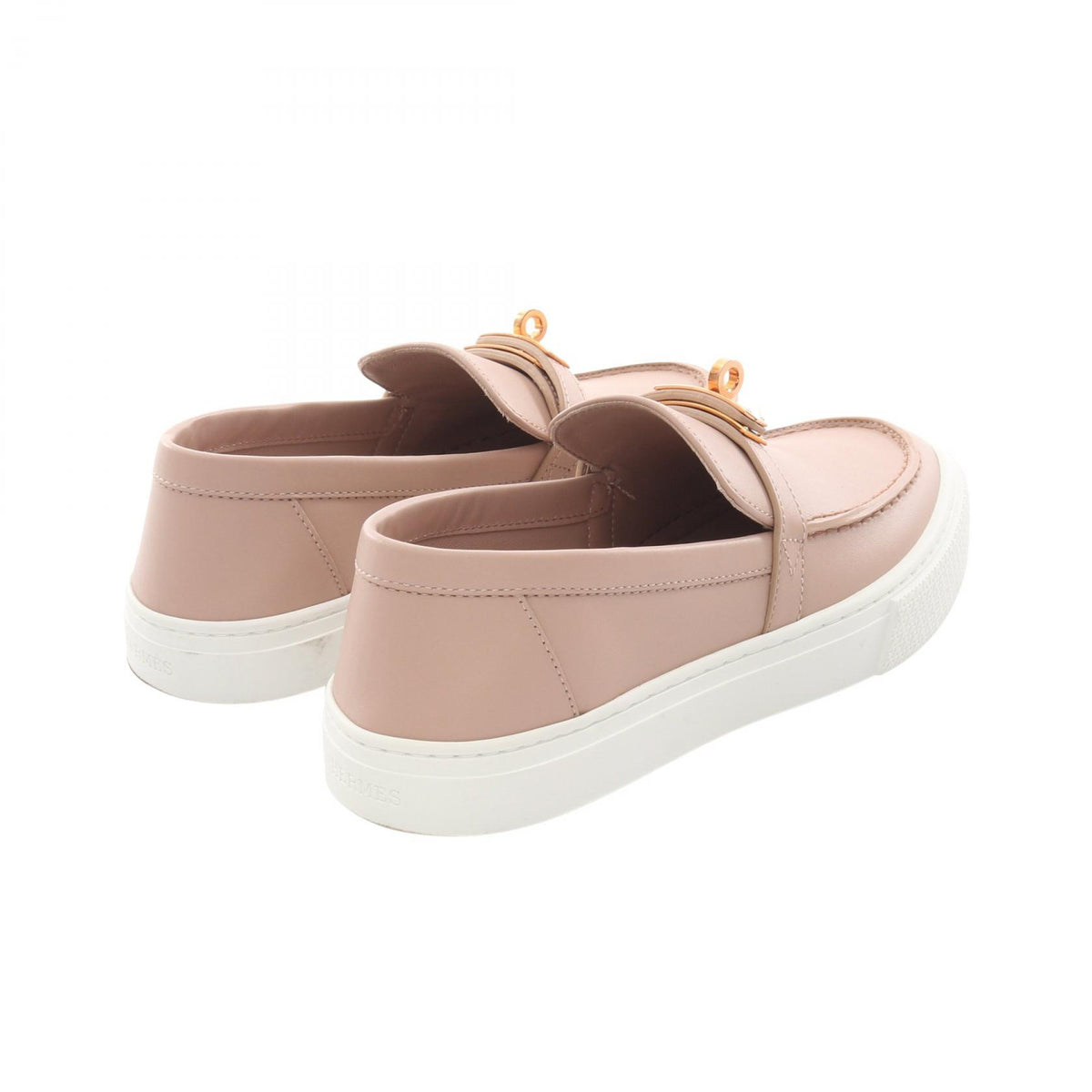 HERMES Game Kelly Buckle Leather Slip-Ons Size 35.5