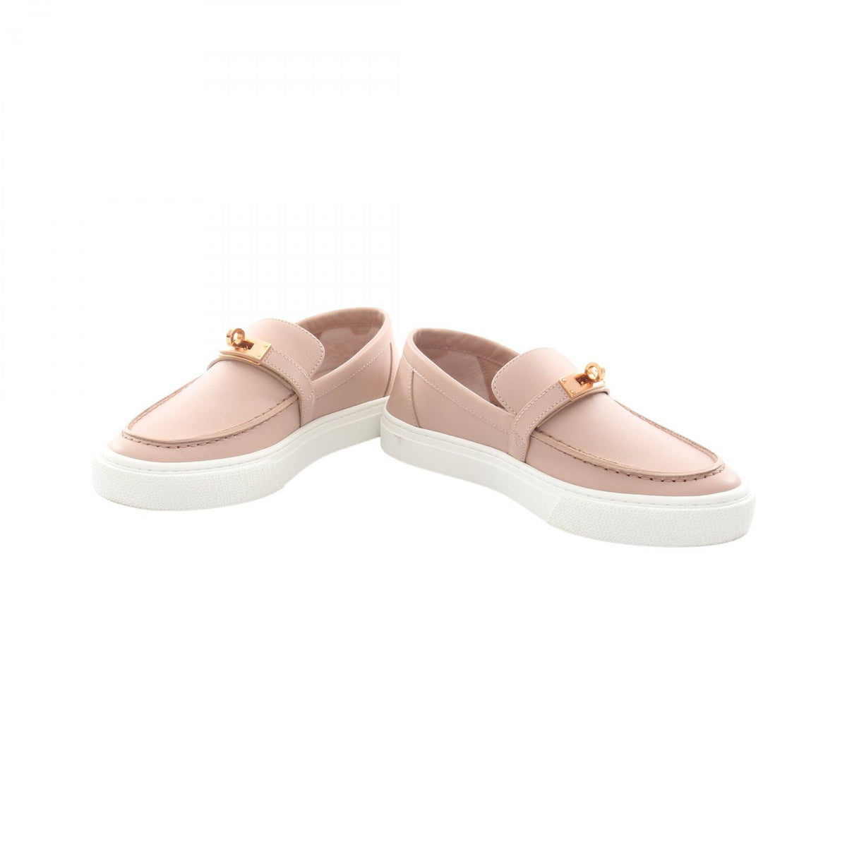 HERMES Game Kelly Buckle Leather Slip-Ons Size 35.5