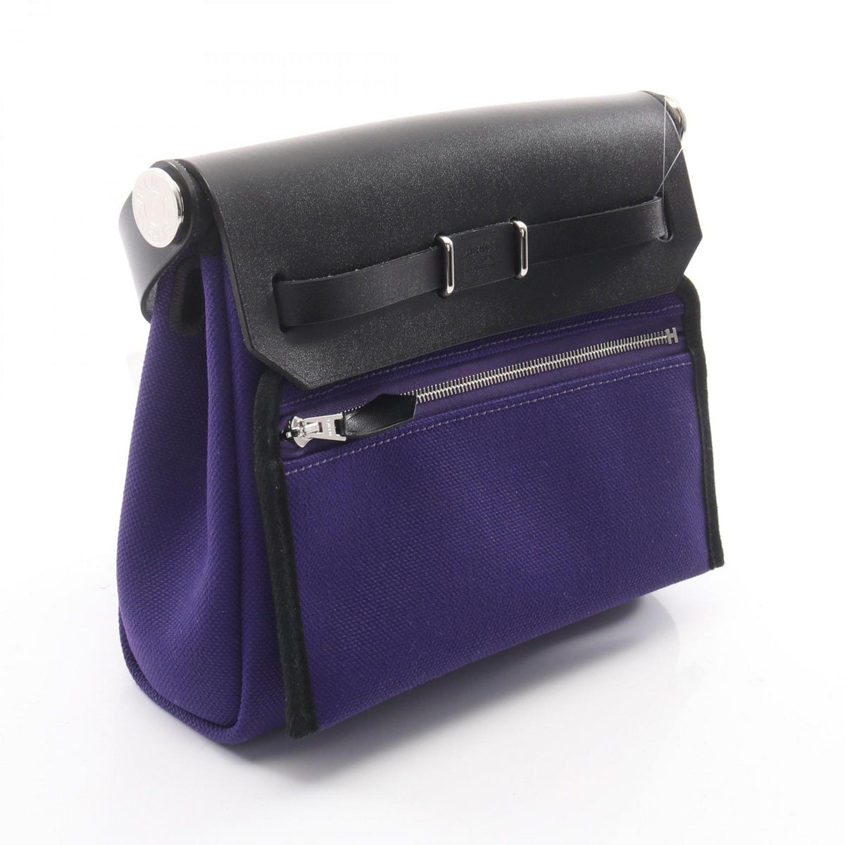 HERMES Herbag Zip Mini Toile Purple Silver Shoulder Bag