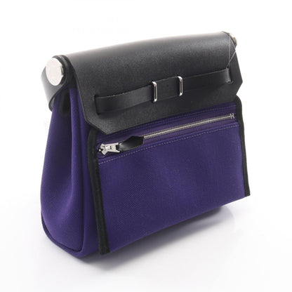 HERMES Herbag Zip Mini Toile Purple Silver Shoulder Bag