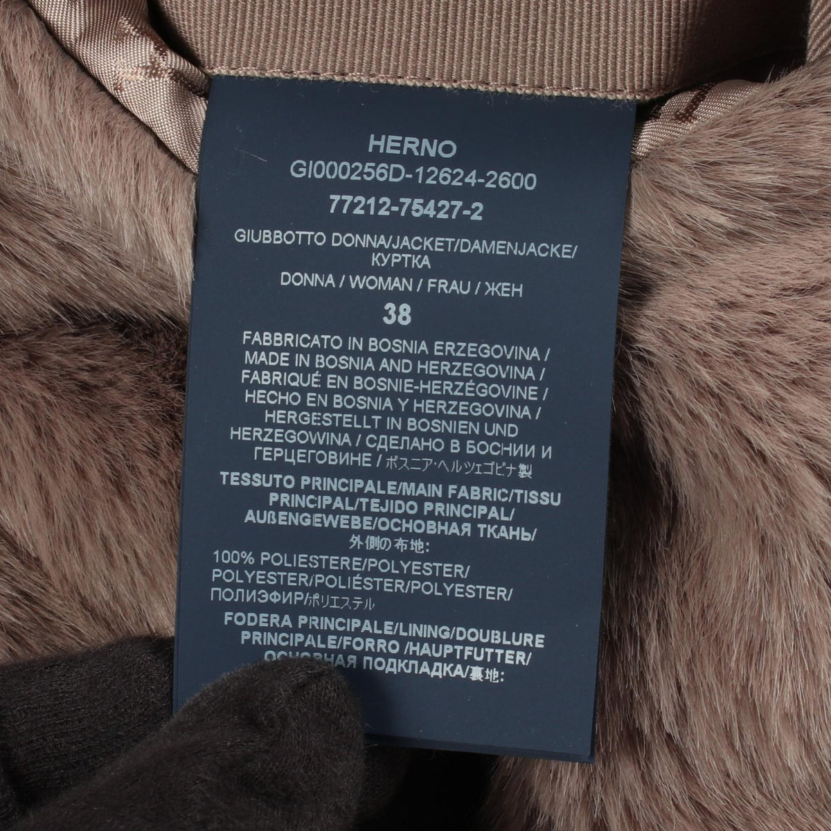 Herno Hooded Eco Fur Polyester Blouson Gray Size 38