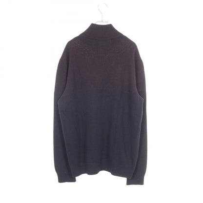 HERMES High-Neck Wool Cashmere Knit Blue Size XL