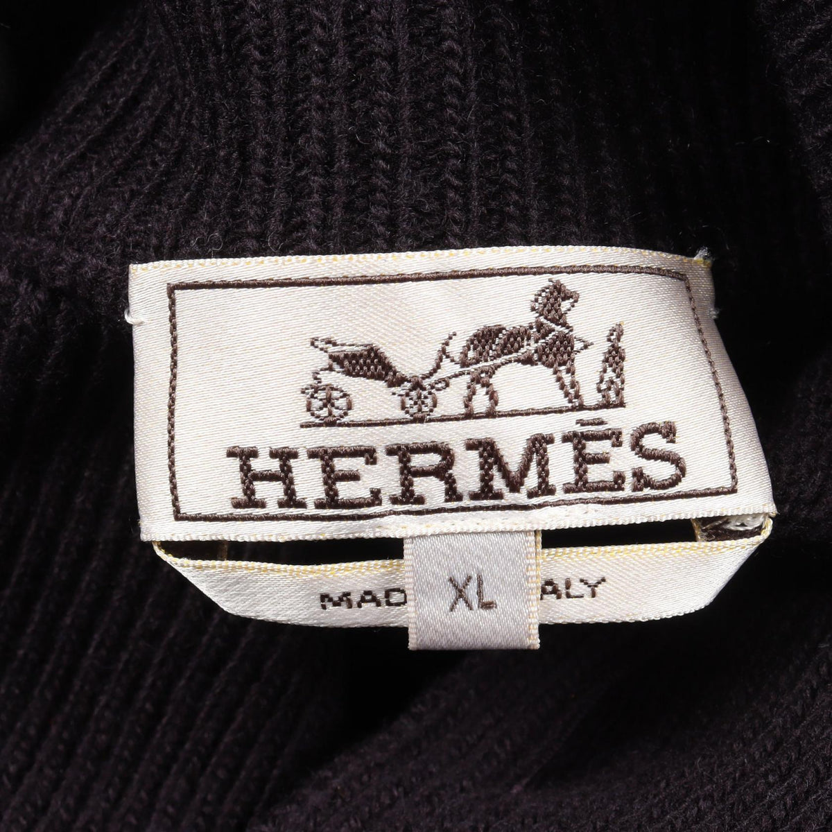 HERMES High-Neck Wool Cashmere Knit Blue Size XL